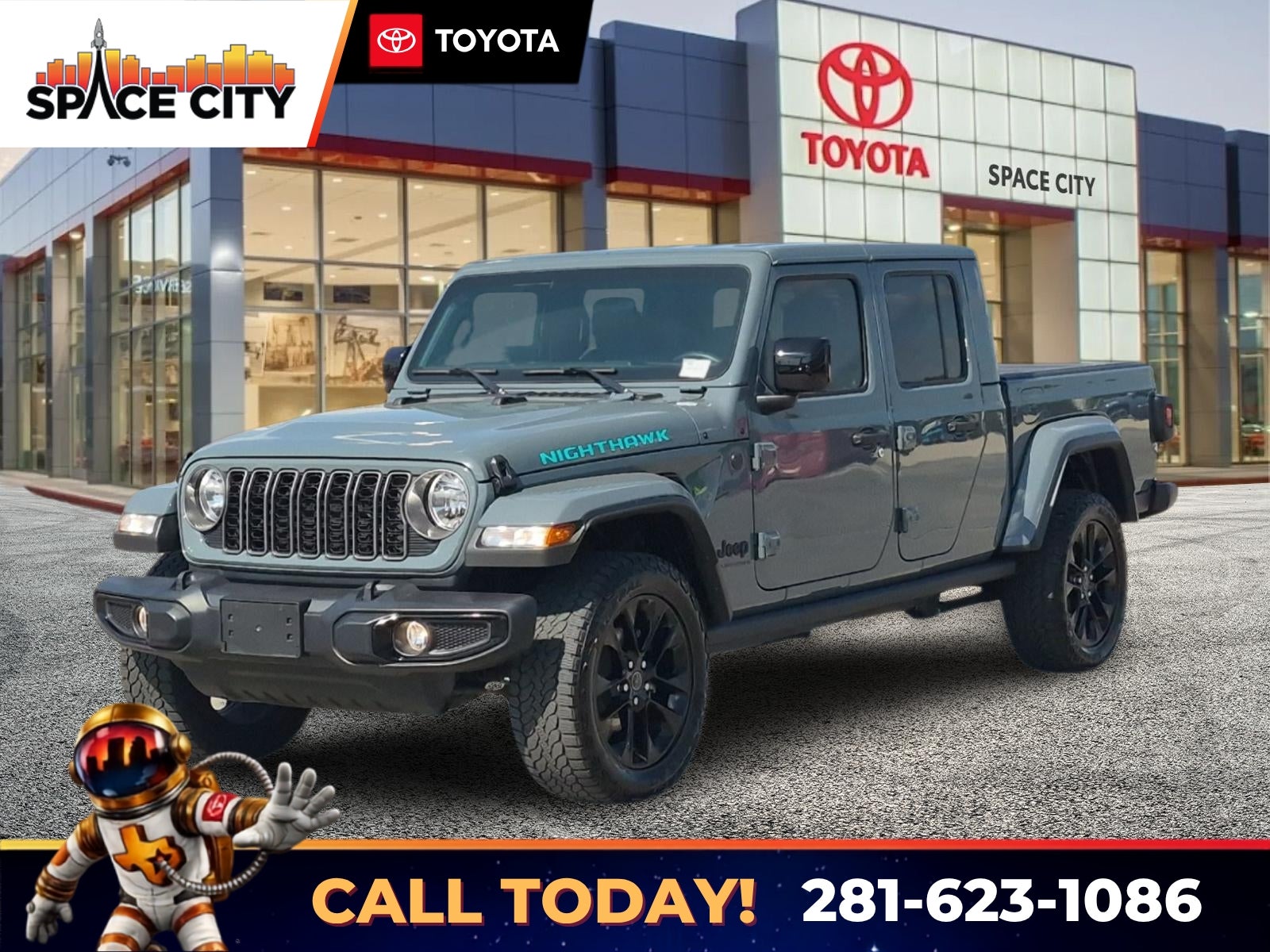 2025 Jeep Gladiator Nighthawk in Anvil Clearcoat — front three-quarter view