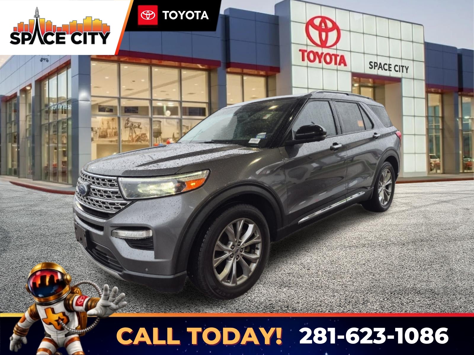 2021 Ford Explorer Limited in Gray Metallic — front three-quarter view