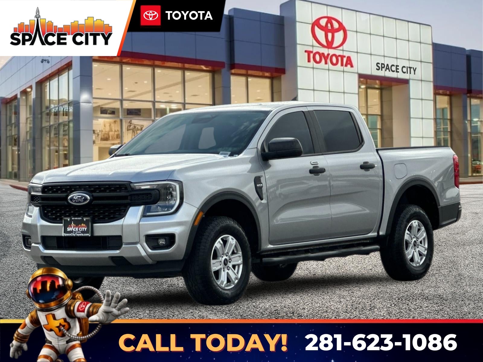 2024 Ford Ranger XL in Iconic Silver Metallic — front three-quarter view