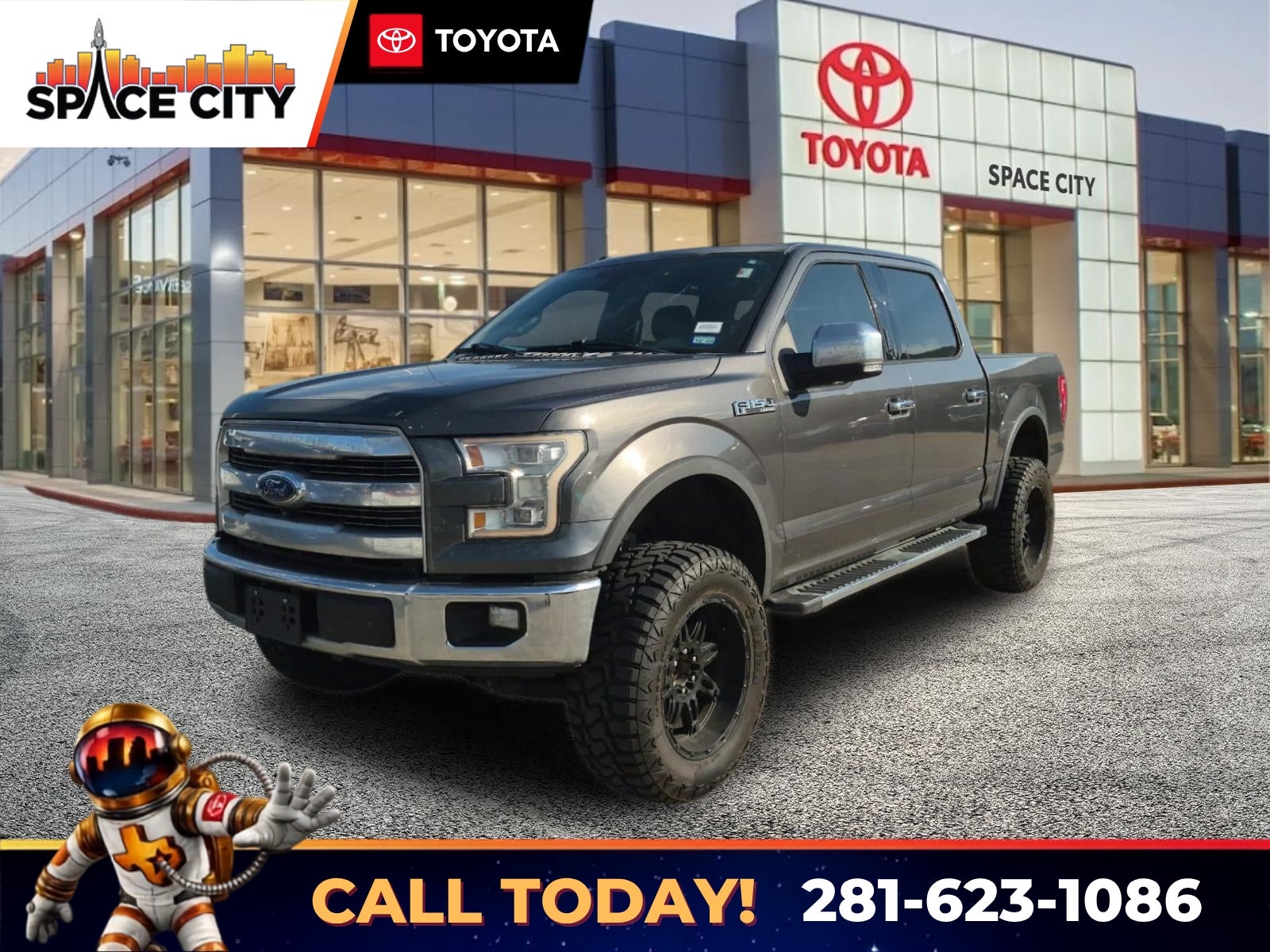 2015 Ford F-150 Lariat in Magnetic Metallic — front three-quarter view