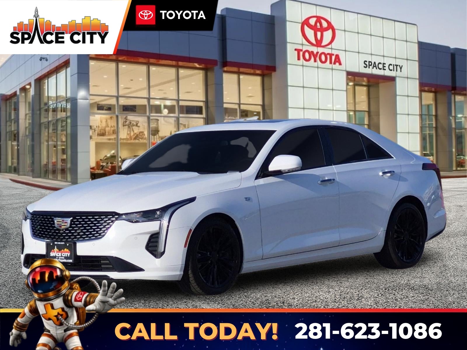 2023 Cadillac CT4 Premium Luxury in Summit White — front three-quarter view