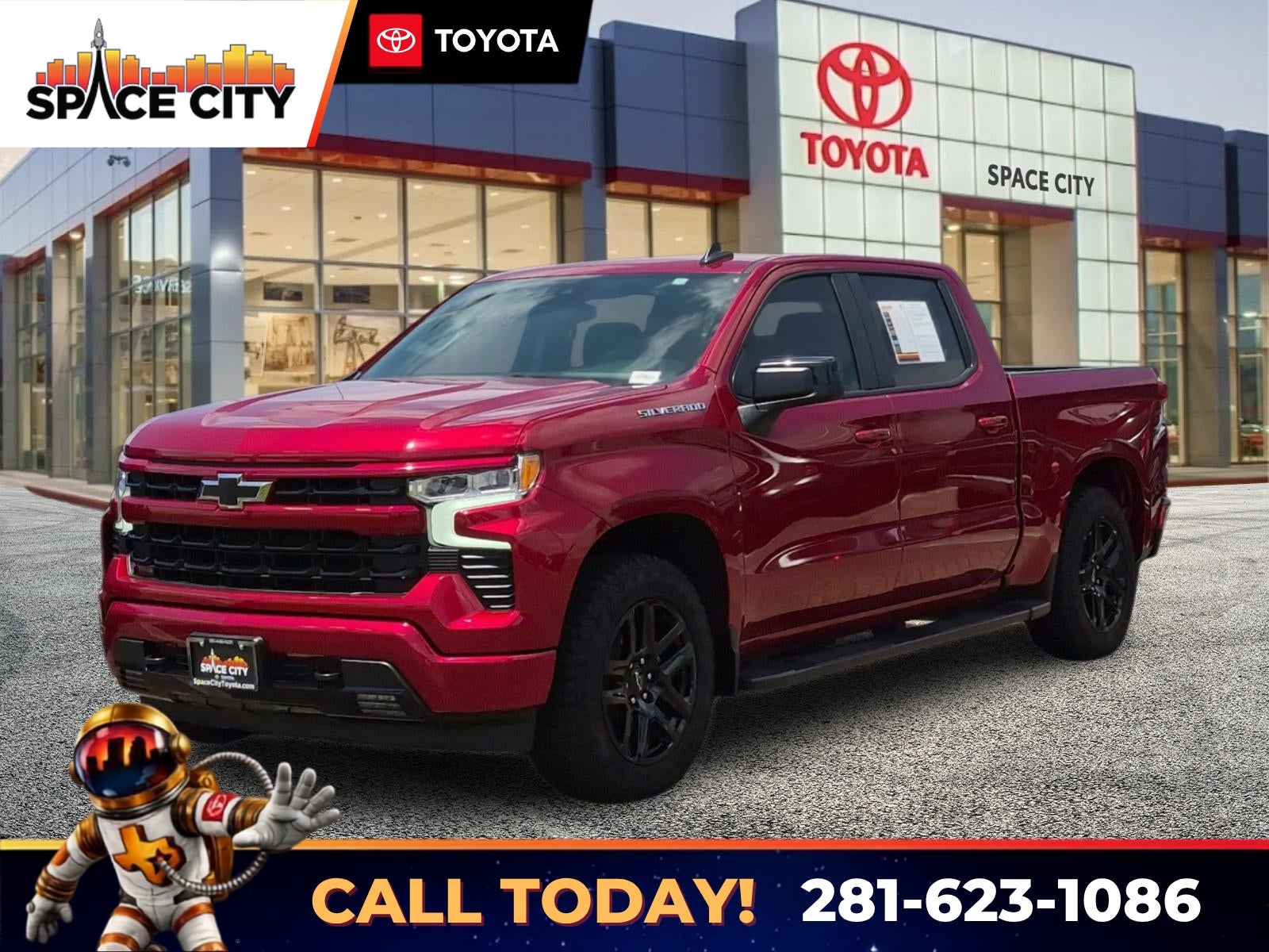 2024 Chevrolet Silverado RST in Radiant Red — front three-quarter view