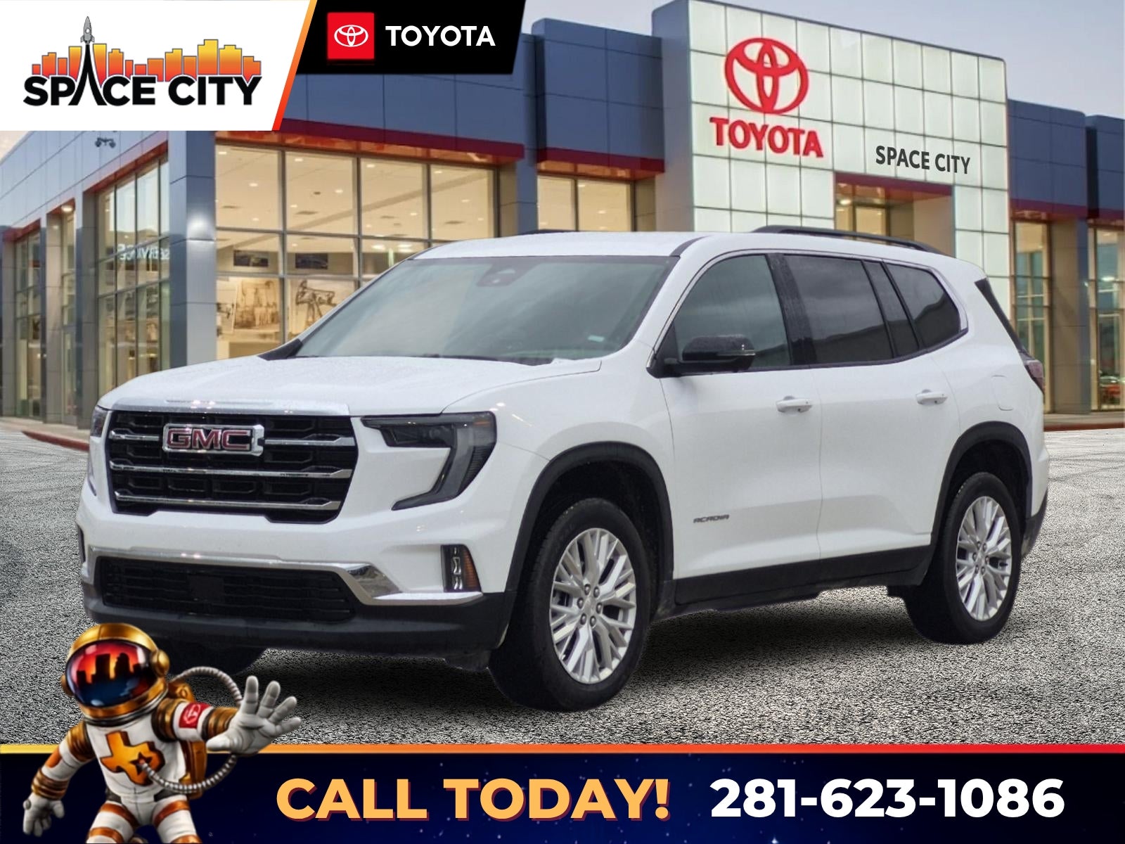 2026 GMC Acadia Elevation in Summit White — front three-quarter view