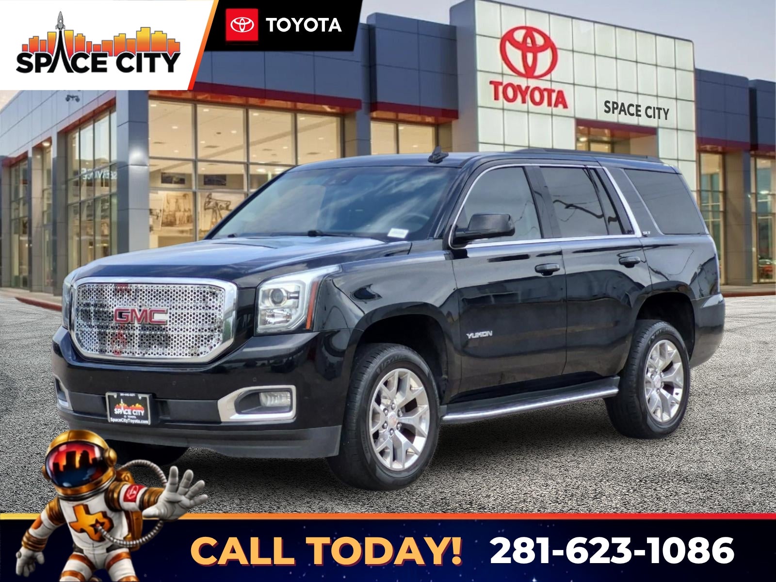 2018 GMC Yukon SLT Standard Edition in Onyx Black — front three-quarter view