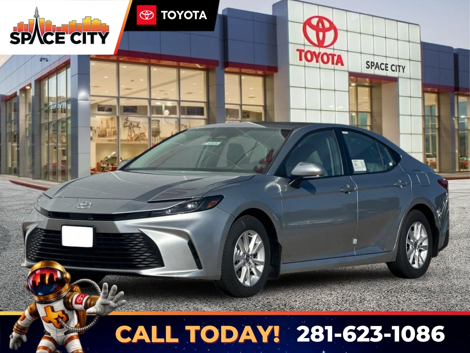 2026 Toyota Camry LE in Silver — front three-quarter view