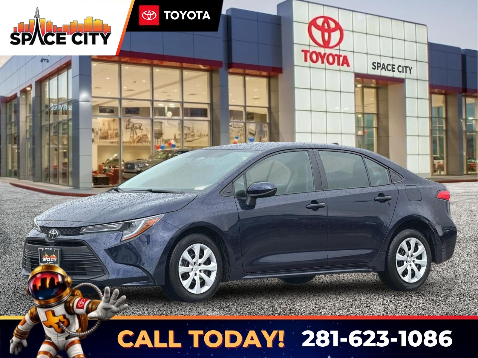 2024 Toyota Corolla LE in Blueprint — front three-quarter view