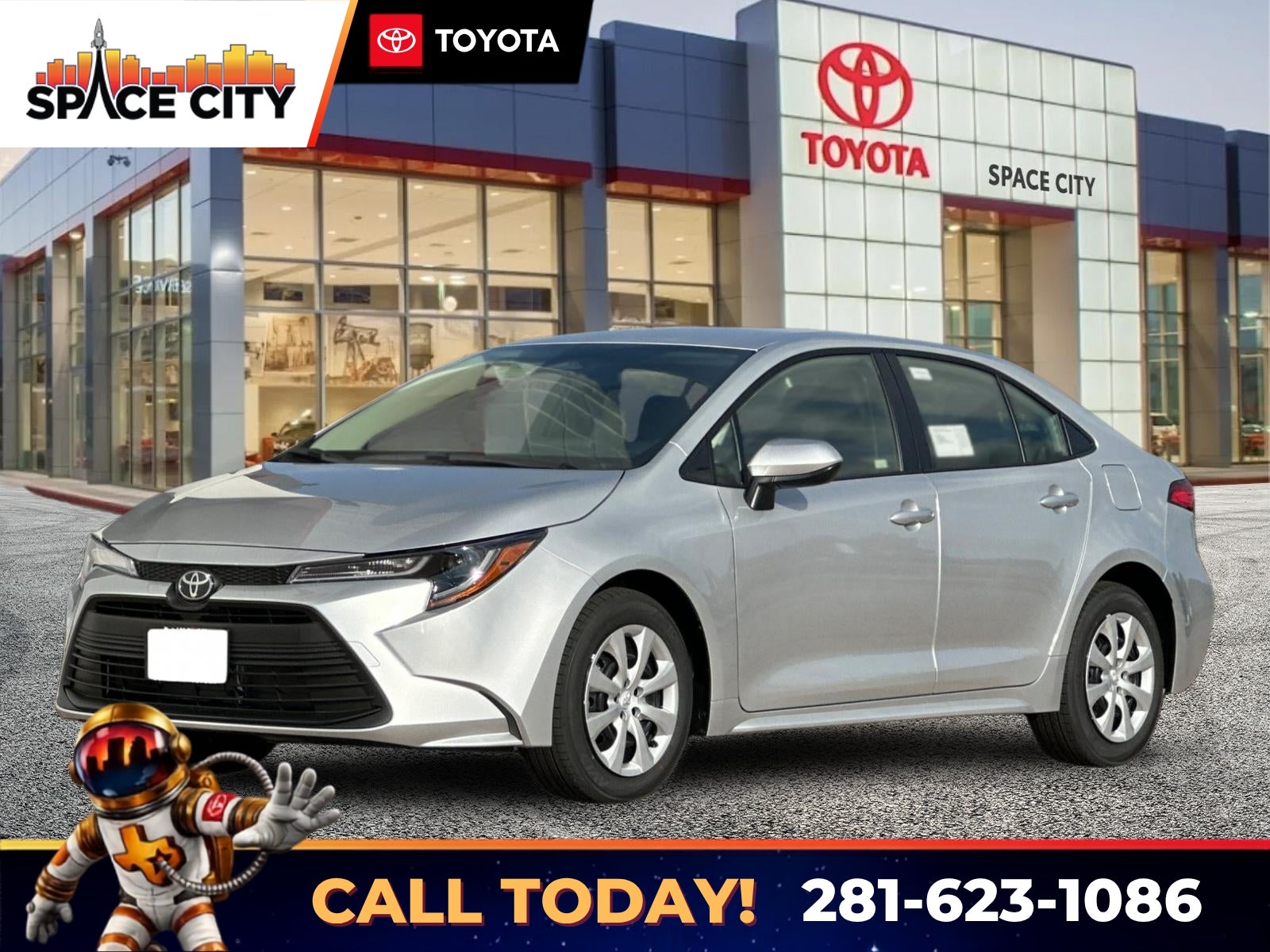 2026 Toyota Corolla LE in Classic Silver Metallic — front three-quarter view
