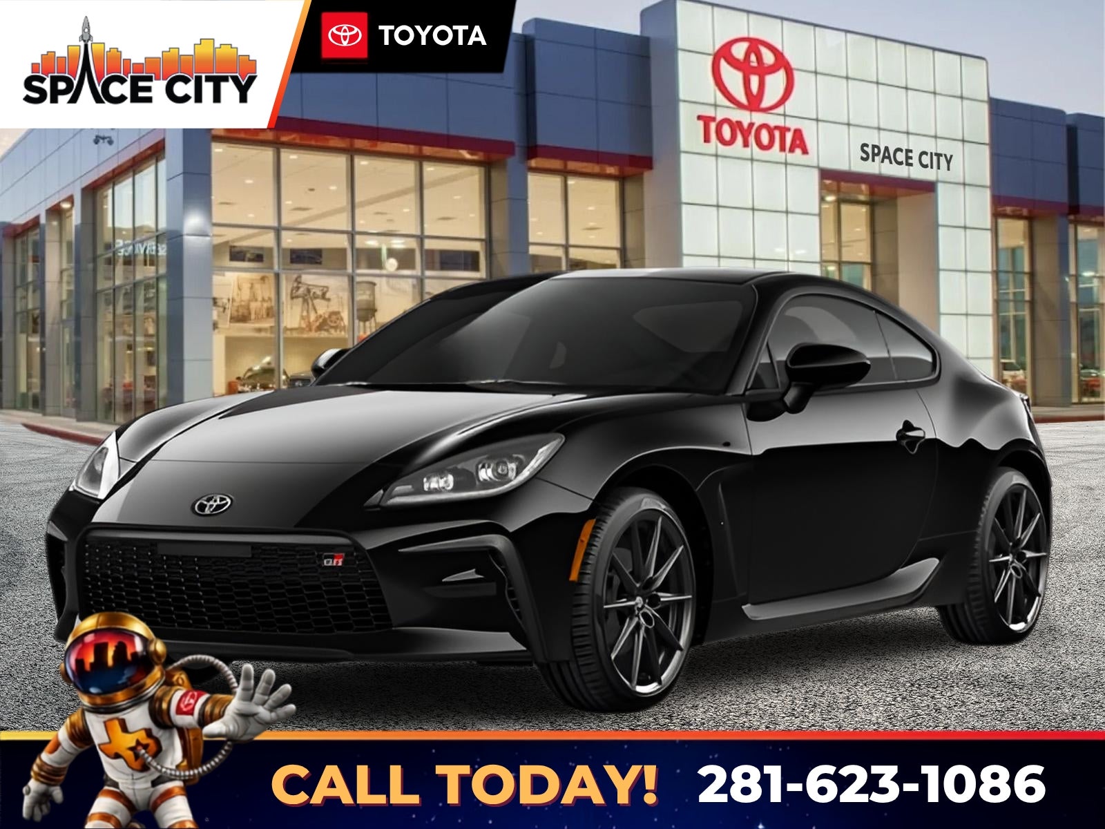 2026 Toyota GR86 Premium in Raven — front three-quarter view