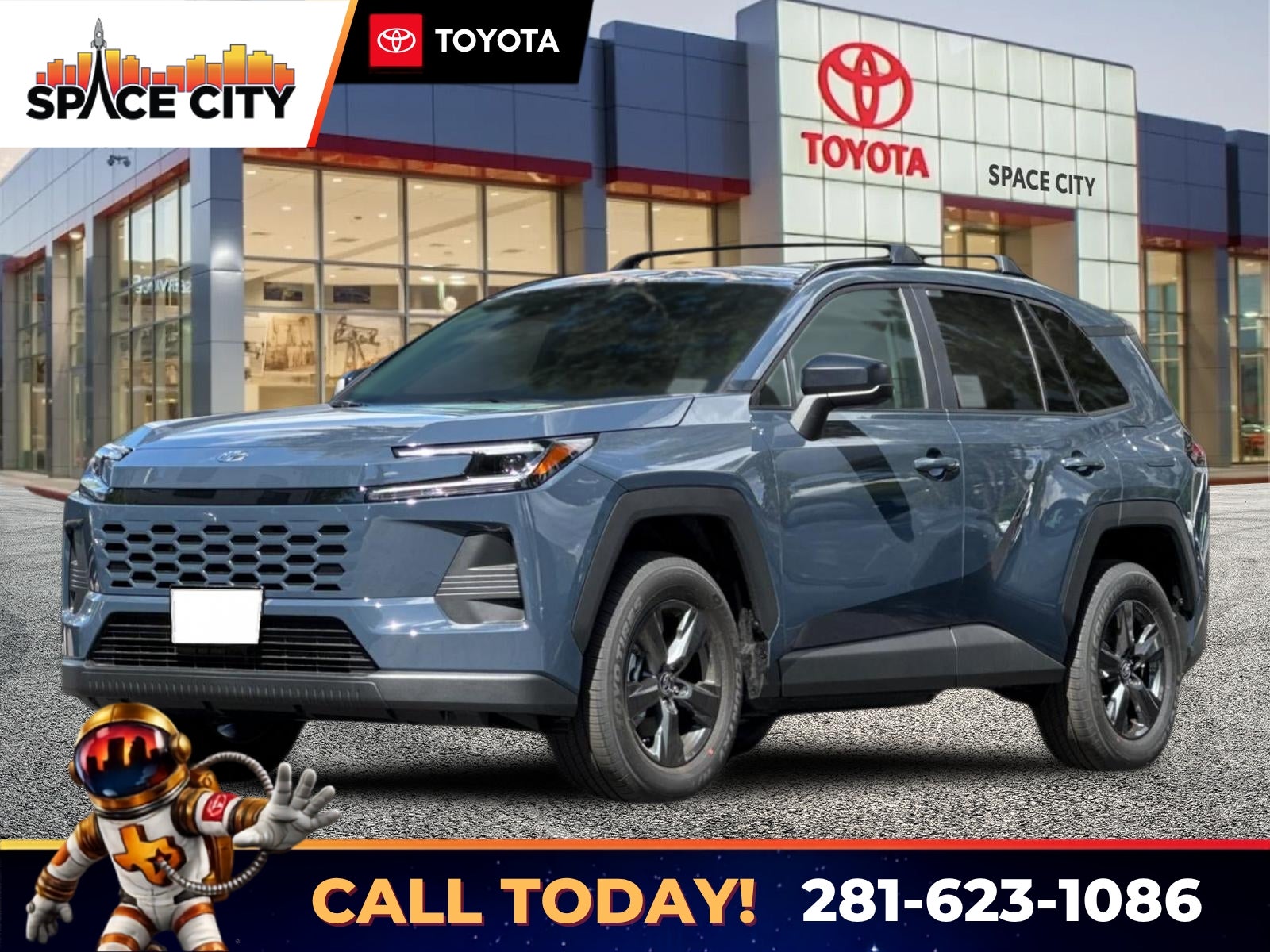 2026 Toyota RAV4 LE in Storm Cloud — front three-quarter view