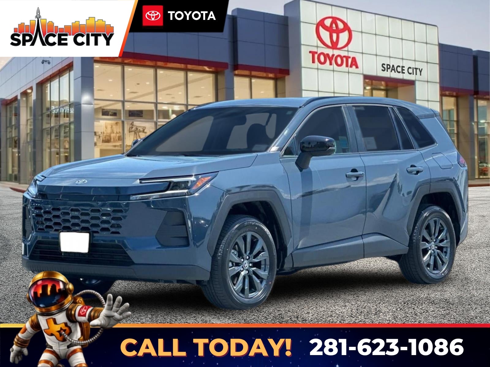 2026 Toyota RAV4 XLE Premium in Storm Cloud — front three-quarter view