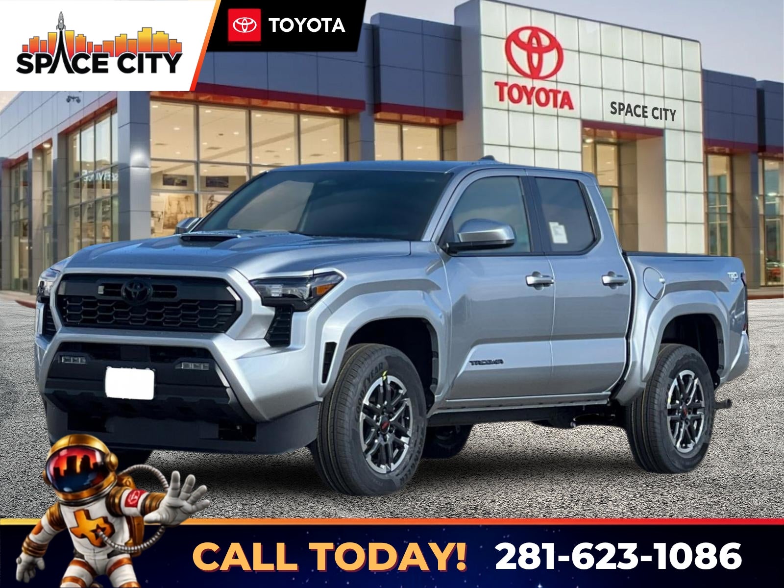 2026 Toyota Tacoma TRD Sport in Celestial Silver Metallic — front three-quarter view