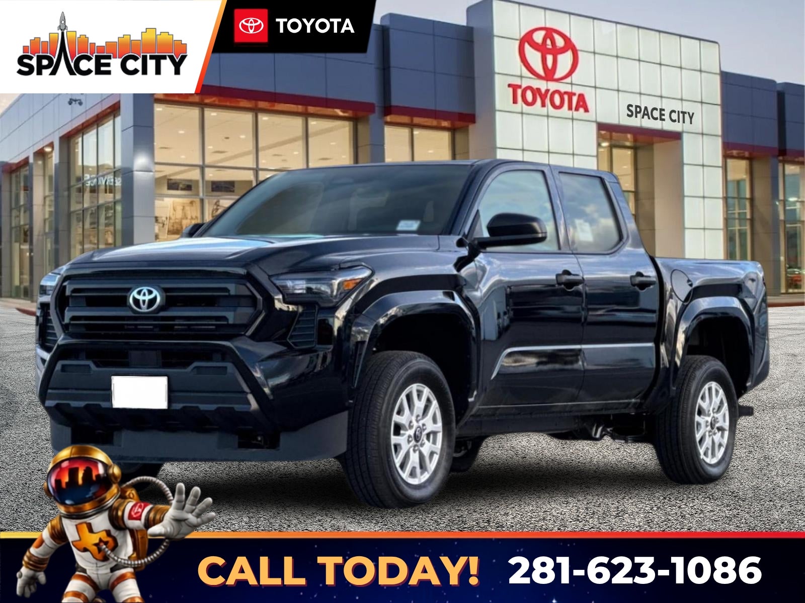 2026 Toyota Tacoma SR in Black — front three-quarter view