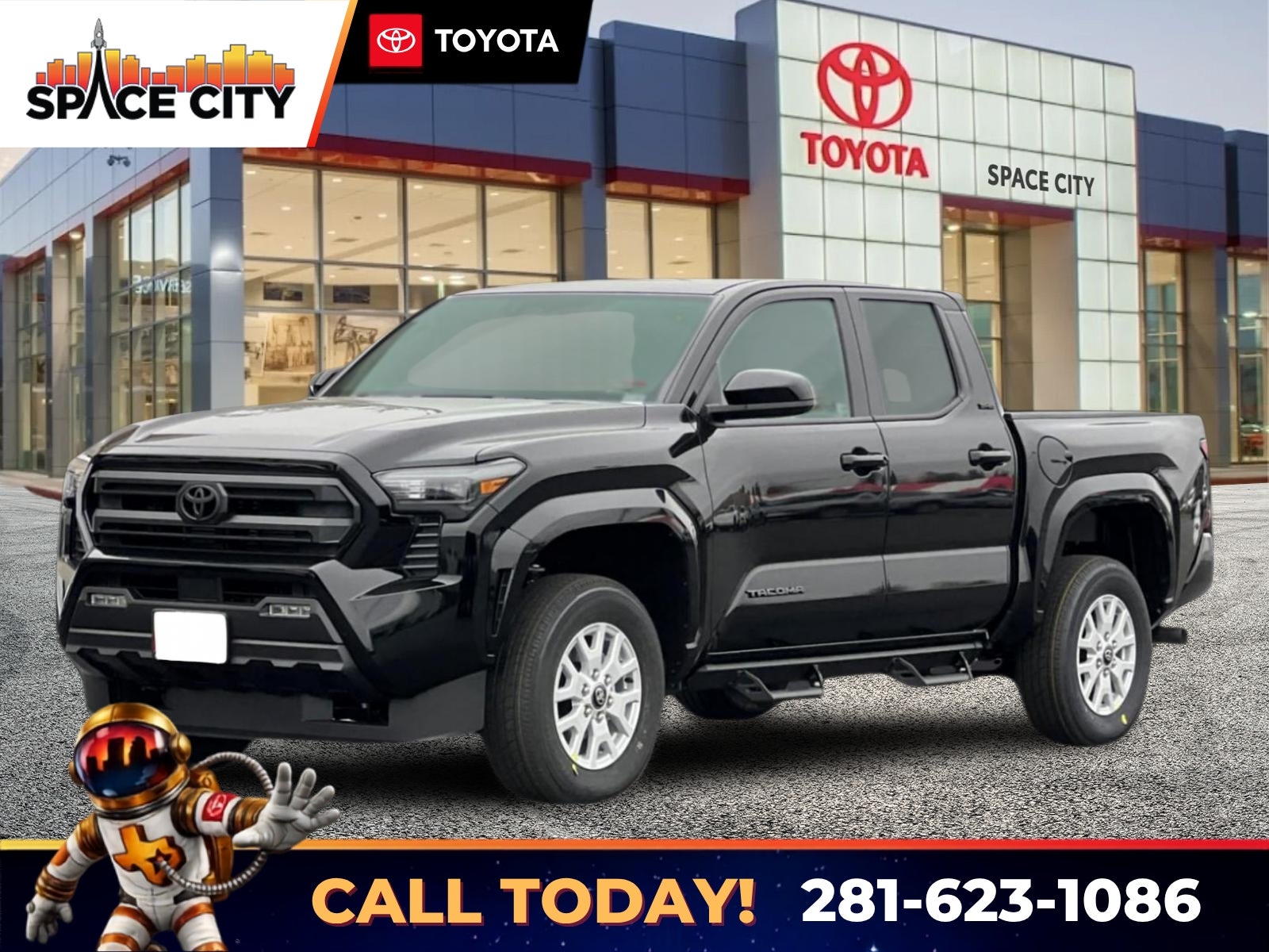 2026 Toyota Tacoma SR5 in Black — front three-quarter view