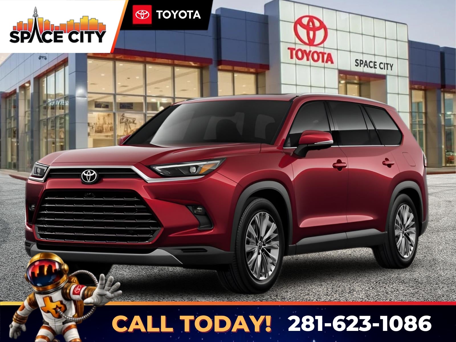 2026 Toyota Highlander Platinum in Ruby Flare Pearl — front three-quarter view