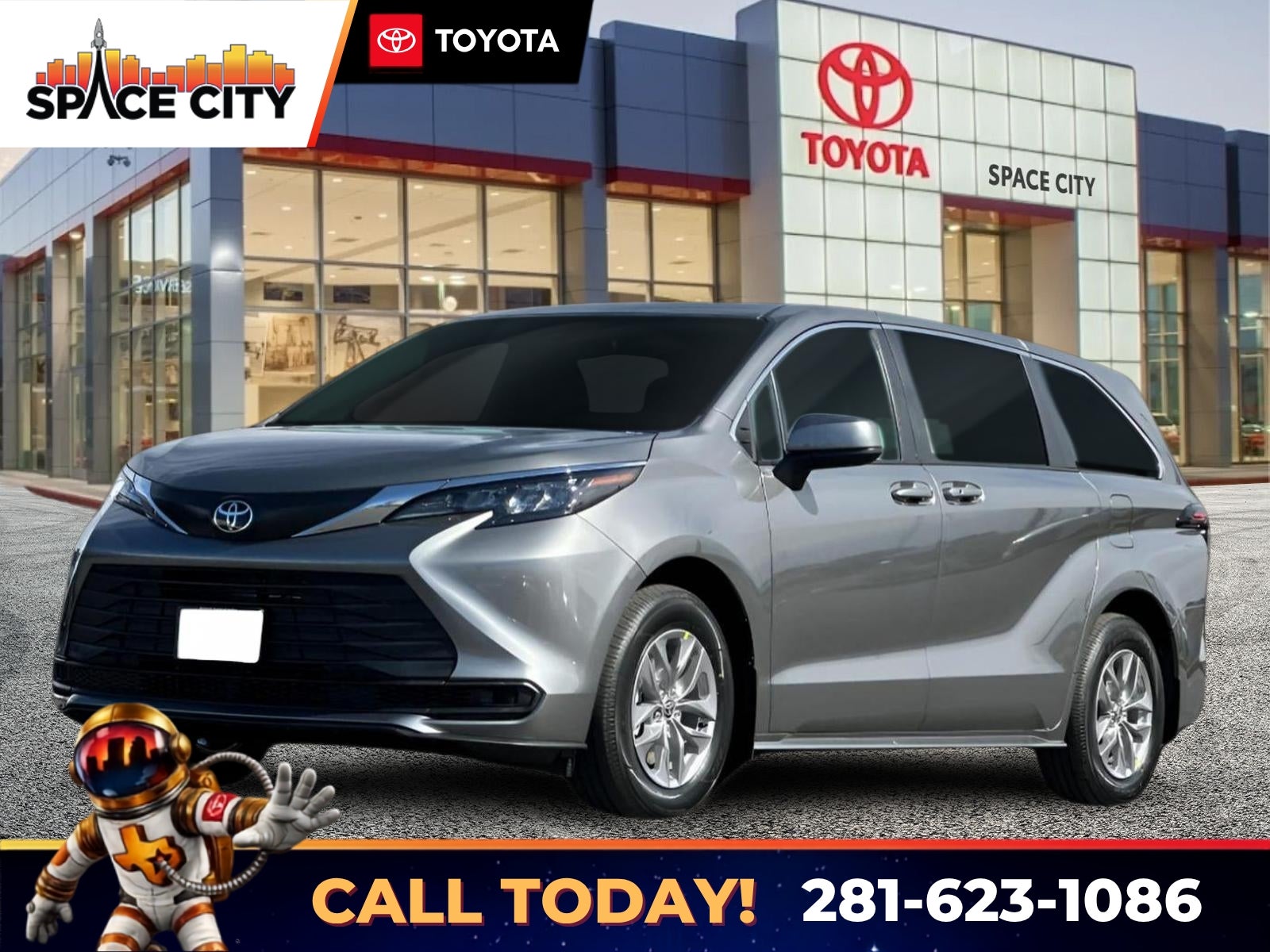 2026 Toyota Sienna LE in Heavy Metal — front three-quarter view