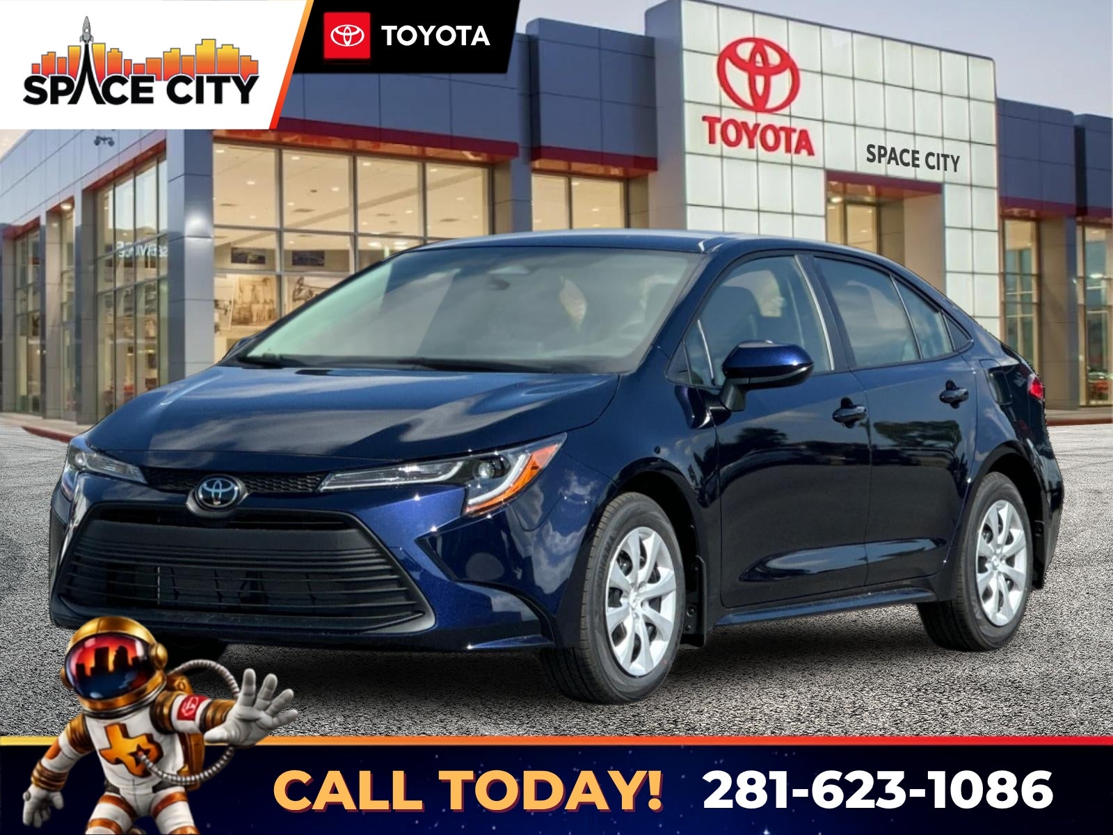 2026 Toyota Corolla LE in Blueprint — front three-quarter view