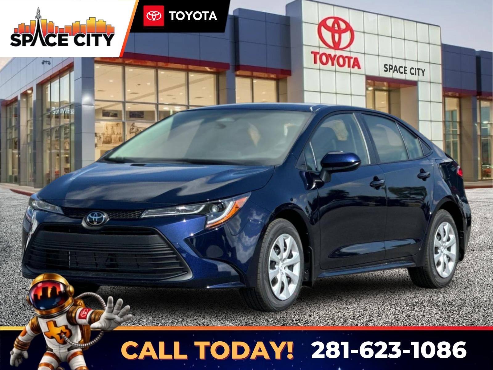 2026 Toyota Corolla LE in Blueprint — front three-quarter view
