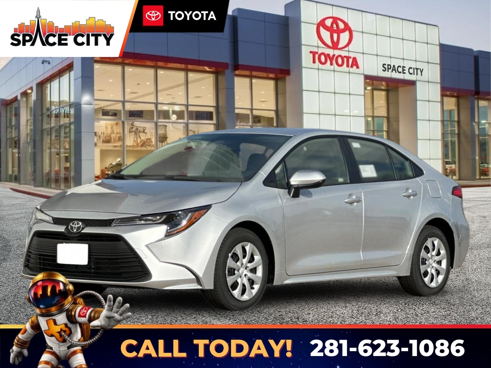 2026 Toyota Corolla LE in Classic Silver Metallic — front three-quarter view