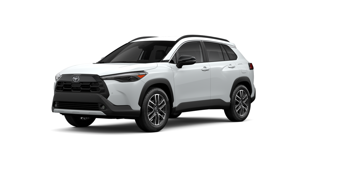 2026 Toyota Corolla Cross XLE in Wind Chill Pearl — front three-quarter view