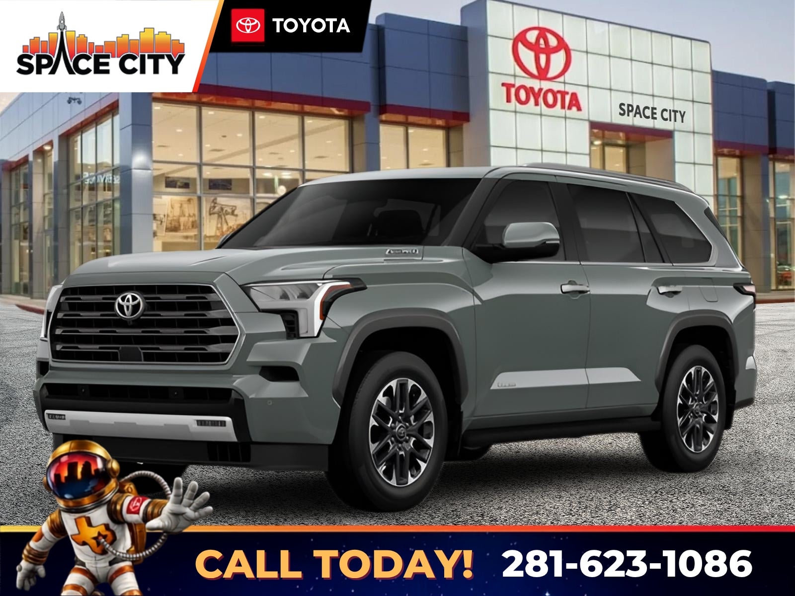 2026 Toyota Sequoia Limited in Lunar Rock — front three-quarter view