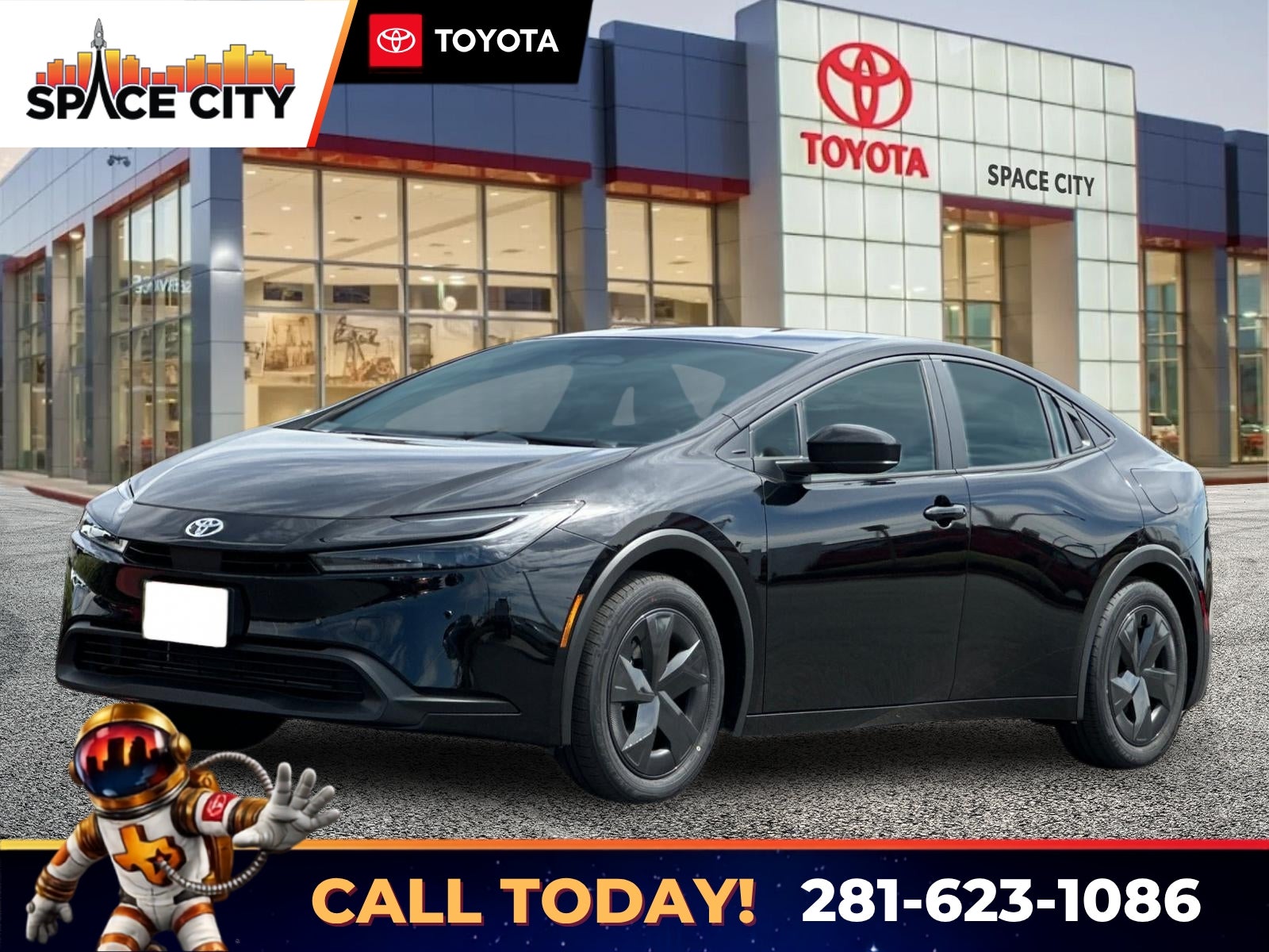 2026 Toyota Prius LE in Midnight Black Metallic — front three-quarter view