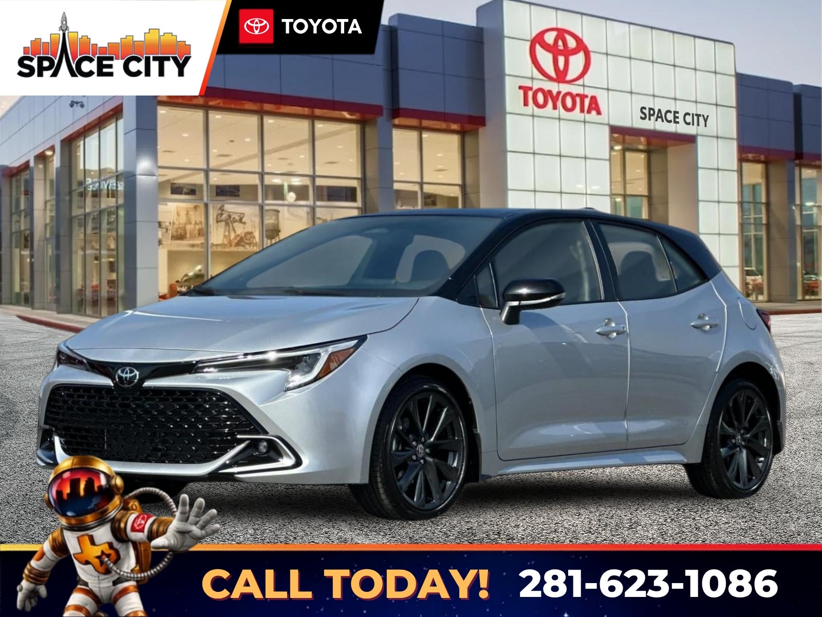 2026 Toyota Corolla XSE in Classic Silver Metallic With Midnight Black Metallic Roof — front three-quarter view